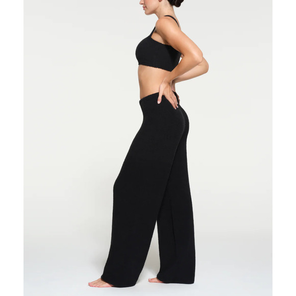 Skims Cozy Knit Lounge Pants Black Straight Leg Pull On High Rise Sz 2X / 3X